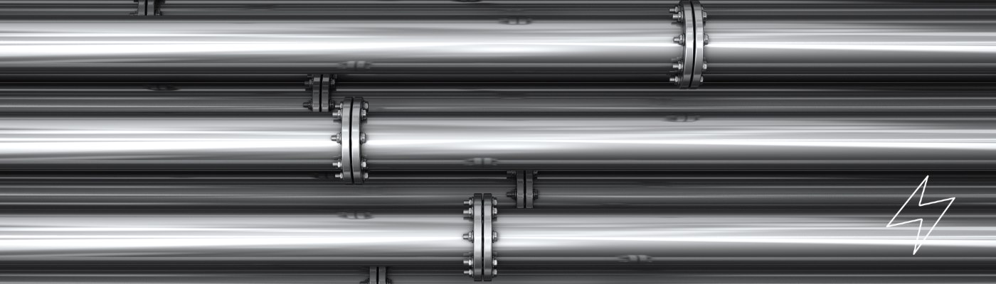 close up shot of a row of steel pipes